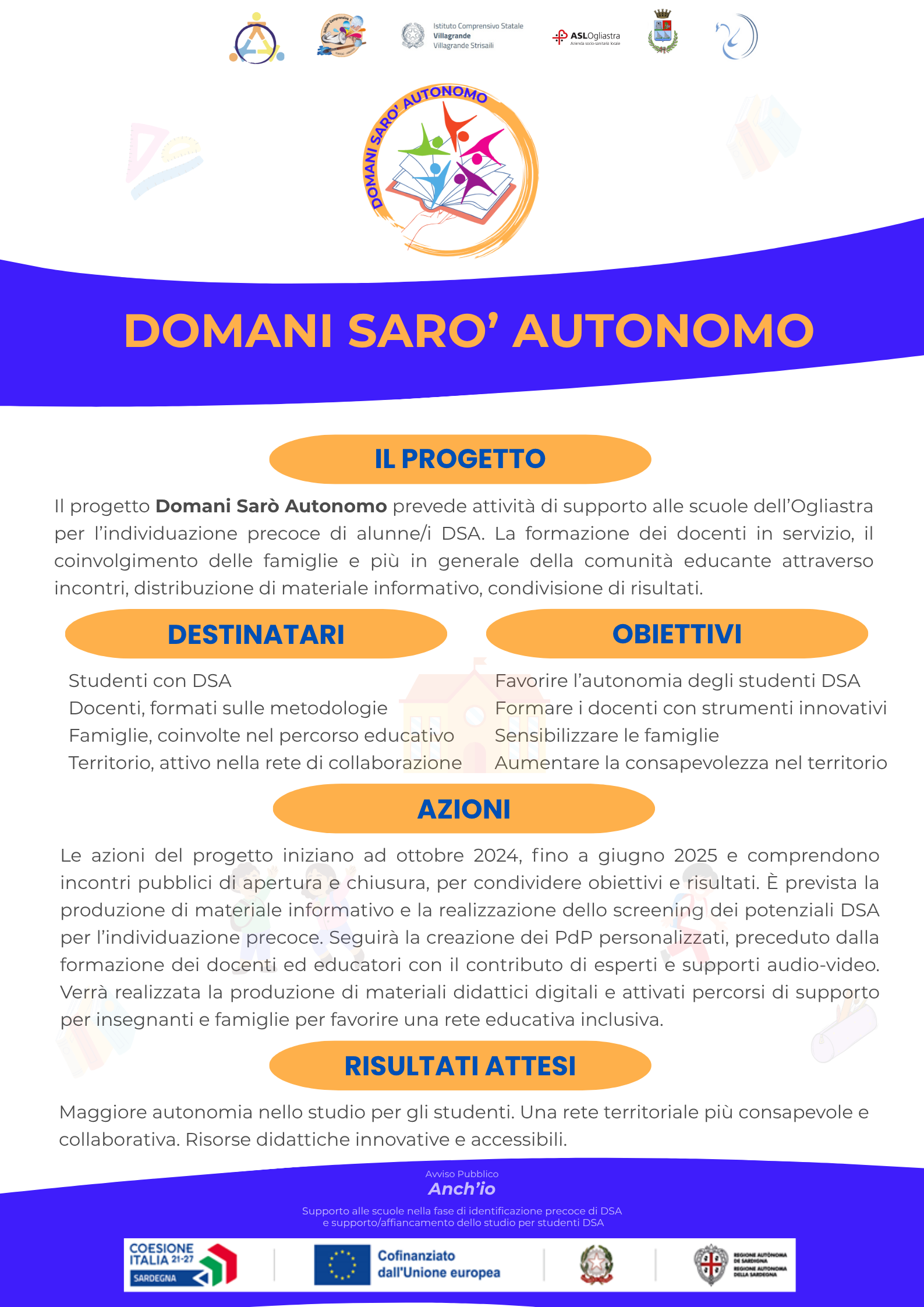 Locandina progetto Domani Sarò Autonomo